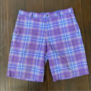Nike Golf Tour Performance Dri-Fit Check Pattern Shorts Purple Size 36
